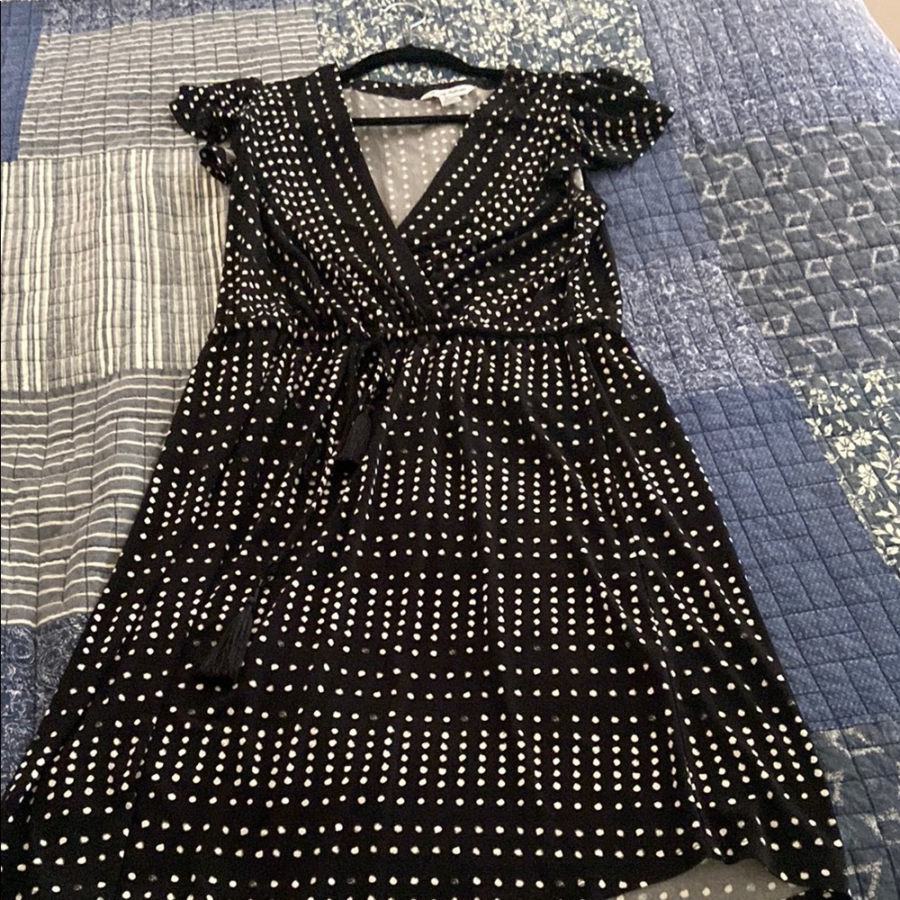 Tommy Bahama Black and White Puff Sleeve Midi Dress